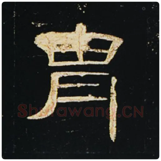王敞毛笔隶书胄字的写法,摘自王敞书法作品曹全碑